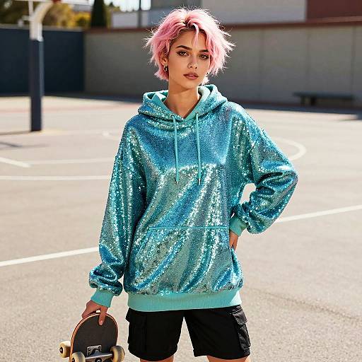 Glamorous Urban Skateboarder Portrait