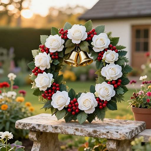 Vintage Festive Wreath in Garden
