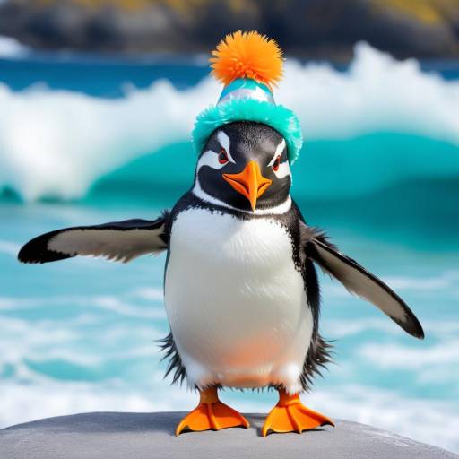 Whimsical Rockhopper Penguin in Party Attire Whimsical Rockhopper Penguin in Party Attire