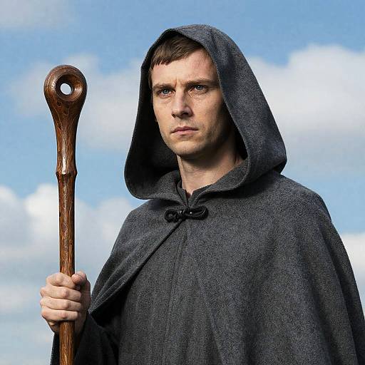 Mystical Man in Gray Cloak