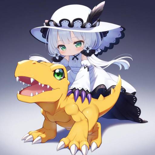 Illustration of Agumon, digimon in the style of Kokone (coconeeeco)