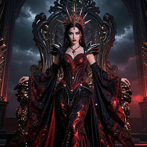 Regal Woman in Striking Flame Costume