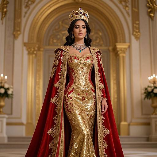 Regal Majesty in Red and Gold