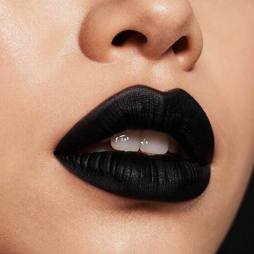 Matte Black Lipstick Glamour Close-Up