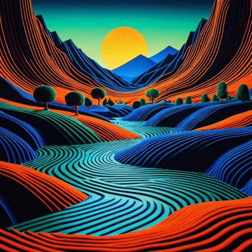 Surreal Miniature Nature Landscape with Bioluminescent Hills