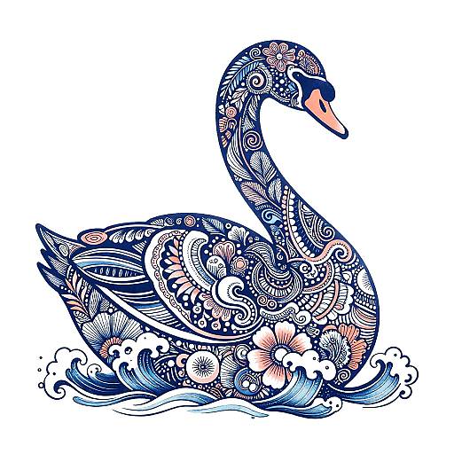 Intricate Swan Silhouette Illustration
