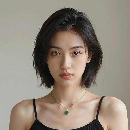 Portrait of Young Woman with Short Black Hair