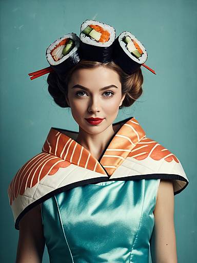 Playful Person in Sushi Roll Costume