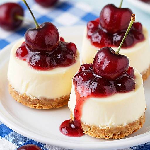 Mini Cherry Cheesecakes Close-Up