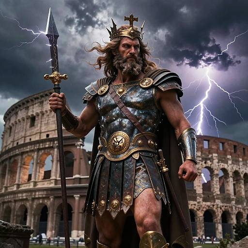 Zeus King of the Gods with Spear by Ancient Colosseum