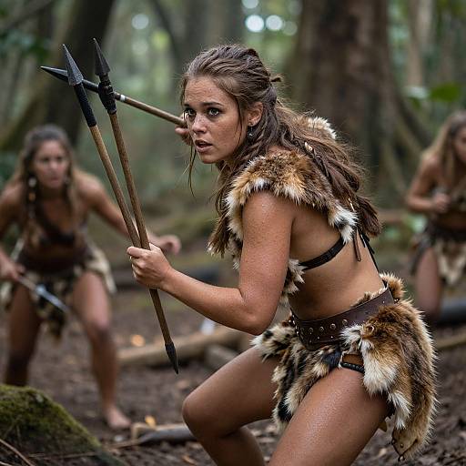 Prehistoric Warrior Woman Hunting