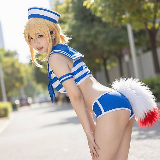 Playful Blonde Sailor Cosplay Photo