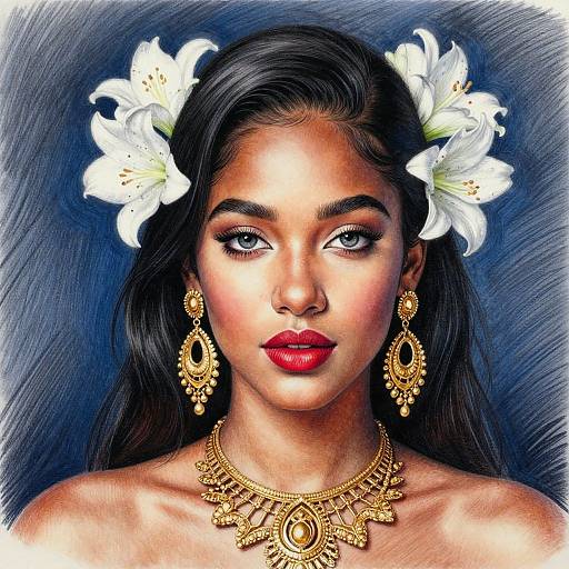 Ultra Realistic Portrait of Black-Haired Woman