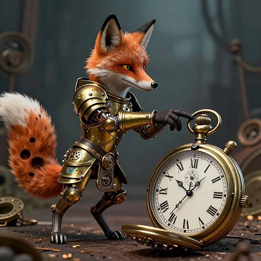 Steampunk Clockwork Fox Digital Art
