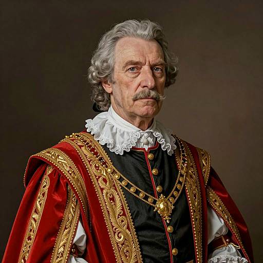 Elderly Man in Ornate Royal Robe