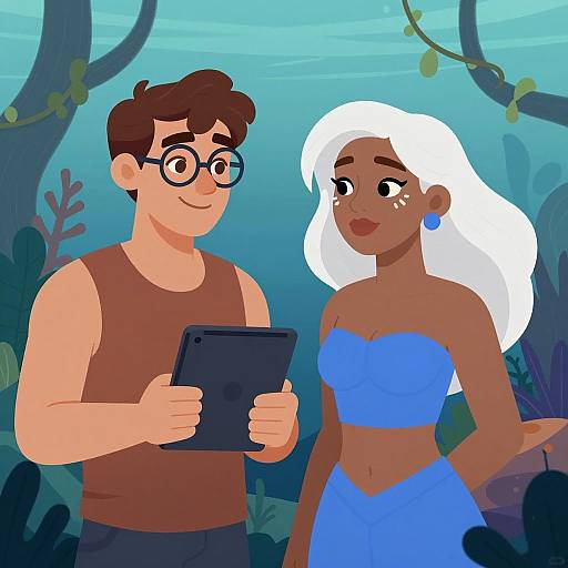 Underwater Jungle Characters Illustration