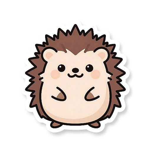 Kawaii Hedgehog Cartoon Sticker