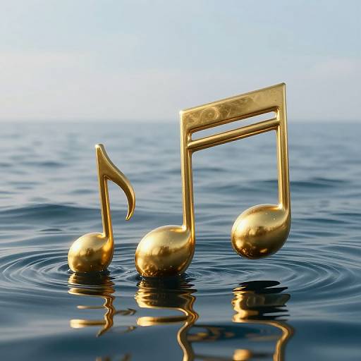 Gigantic Golden Musical Notes on Sea