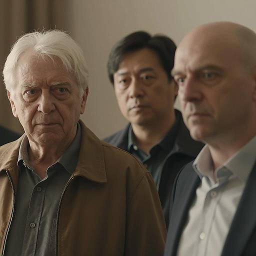 Three Men in Serious Posed Composition