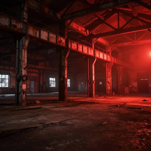 Red Liminal Industrial Warehouse