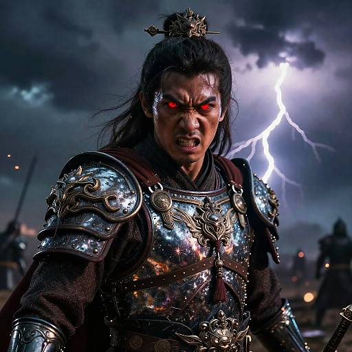 Fierce Warrior in Stormy Battle