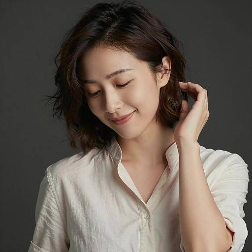 Serene Woman with Short Wavy Hair
