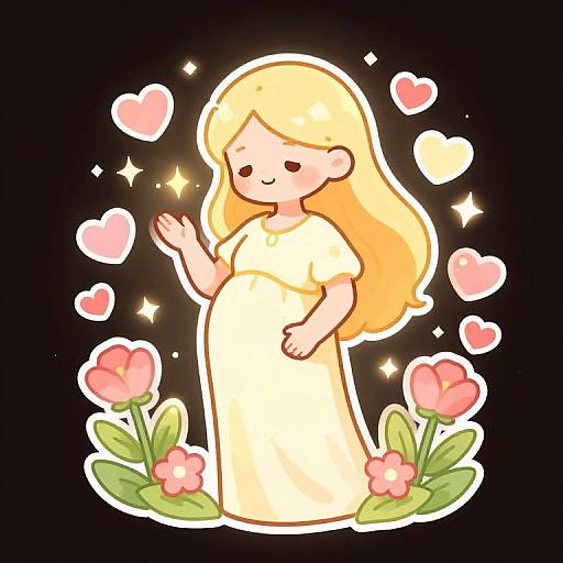 Kawaii Pregnant Mom Blessed Illustration