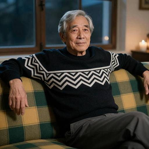 Relaxed Elderly Man in Cozy Setting