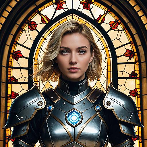 Elegant Paladin Portrait with Stained Glass