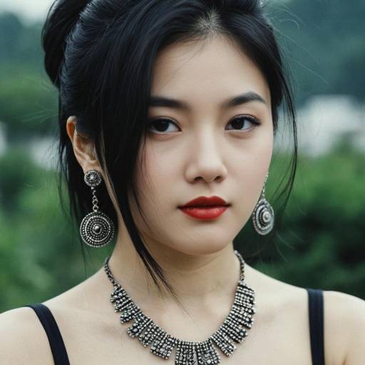 Realistic Portrait of Asian Girl Outdoor