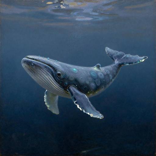 Pre-Raphaelite Glass Whale Portrait at Dusk