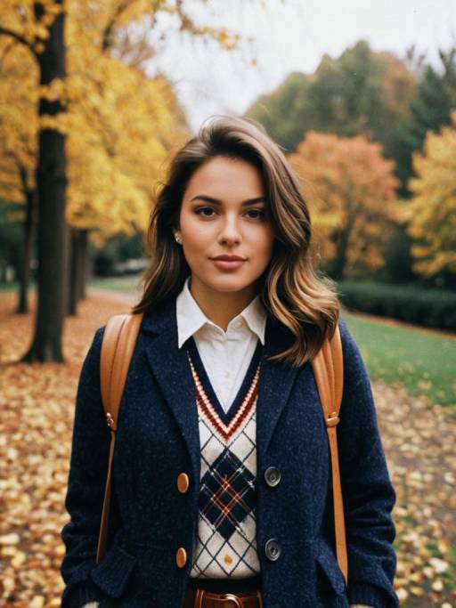 Preppy Fall Fashion Portrait in Autumn