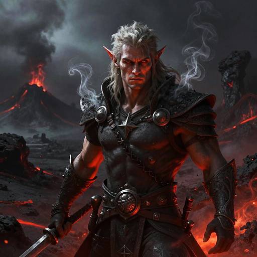 Realistic Half-Elf Druid in Volcanic Ash