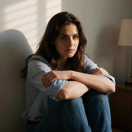 Intense Portrait of a Woman in Shadows