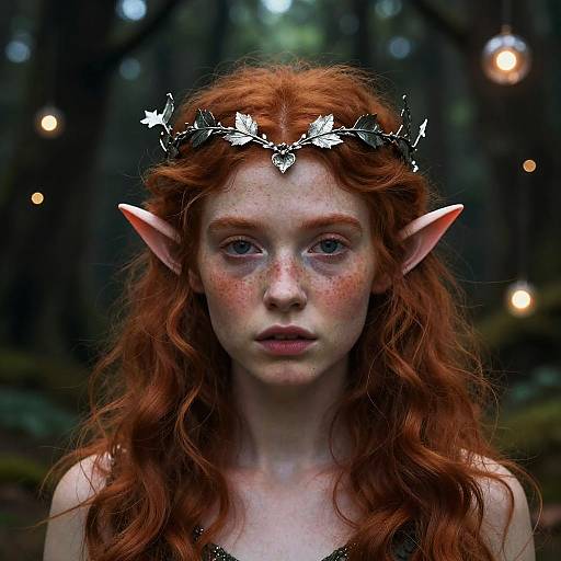 Red-Haired Elf in Enchanted Forest