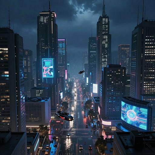 Futuristic Bluelook Cyberpunk Cityscape