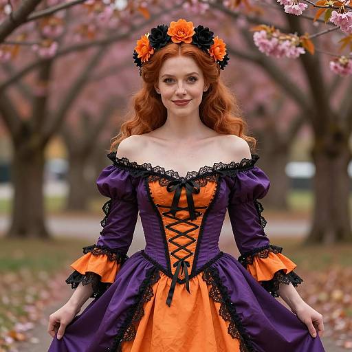 Elegant Halloween Costume in Autumn Park