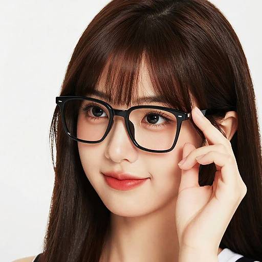 Portrait of Woman Adjusting Glasses