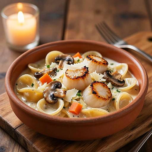 Candlelit Seared Scallop Orecchiette Ragu Bianco