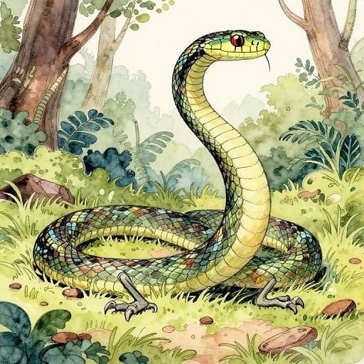 Surreal Snake with Legs Illustration