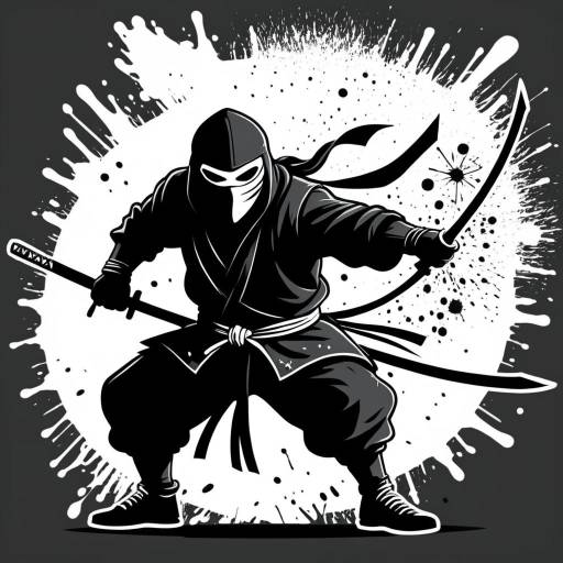 Stealthy Ninja Wojak with Ink Splatter