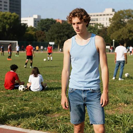Young Man in Urban Park Setting