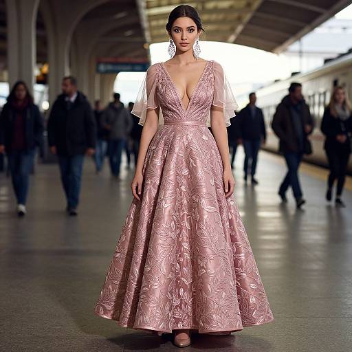 Romantic Glamour in Embroidered Gown