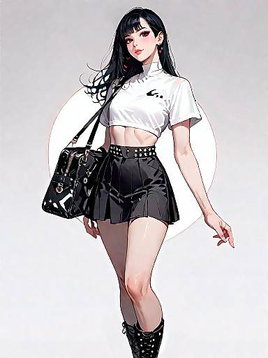 Stylish Girl in Comic-Inspired Outfit