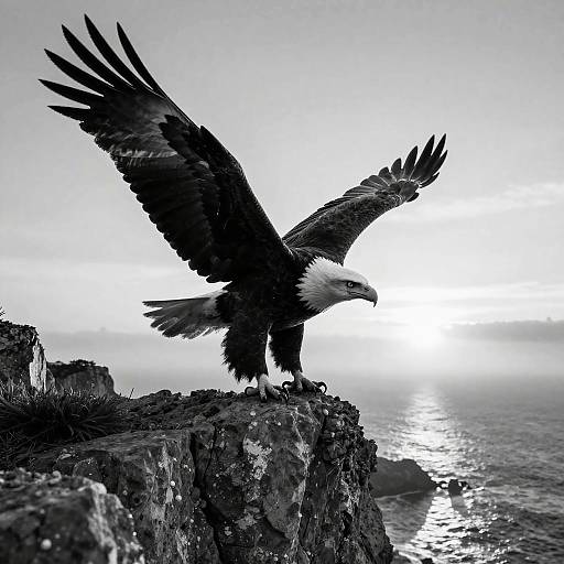 Bald Eagle on Craggy Coastline