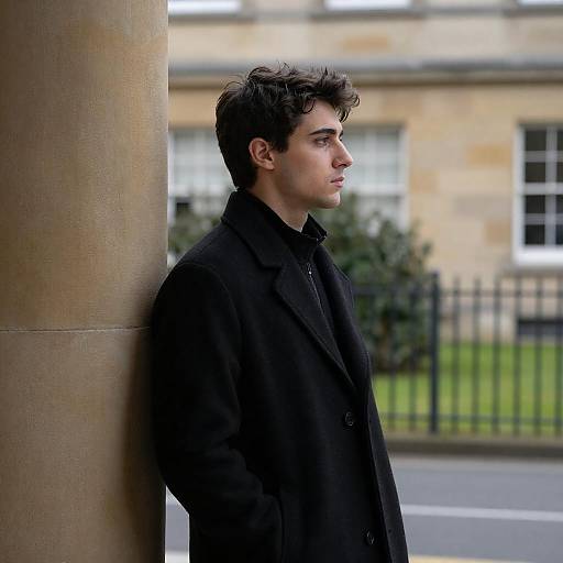 Serious Profile by Stone Column