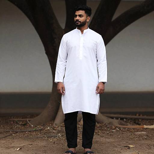 Man in Kurta Pajama by Tree