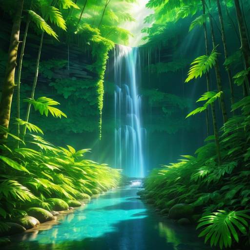 Journey Through a Magical Forest Waterfall
