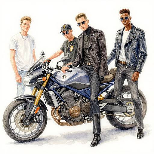 Watercolor Slim Men Motorcycle Club Style