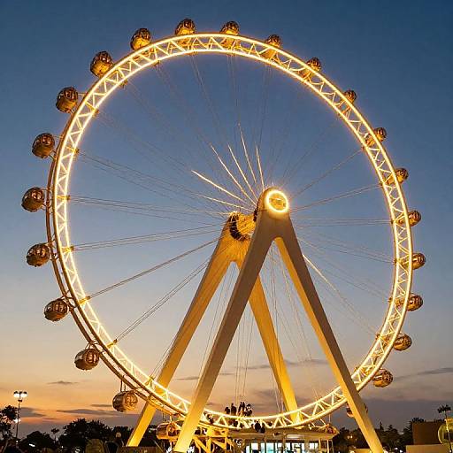 Golden Colossal Ferris Wheel Twilight